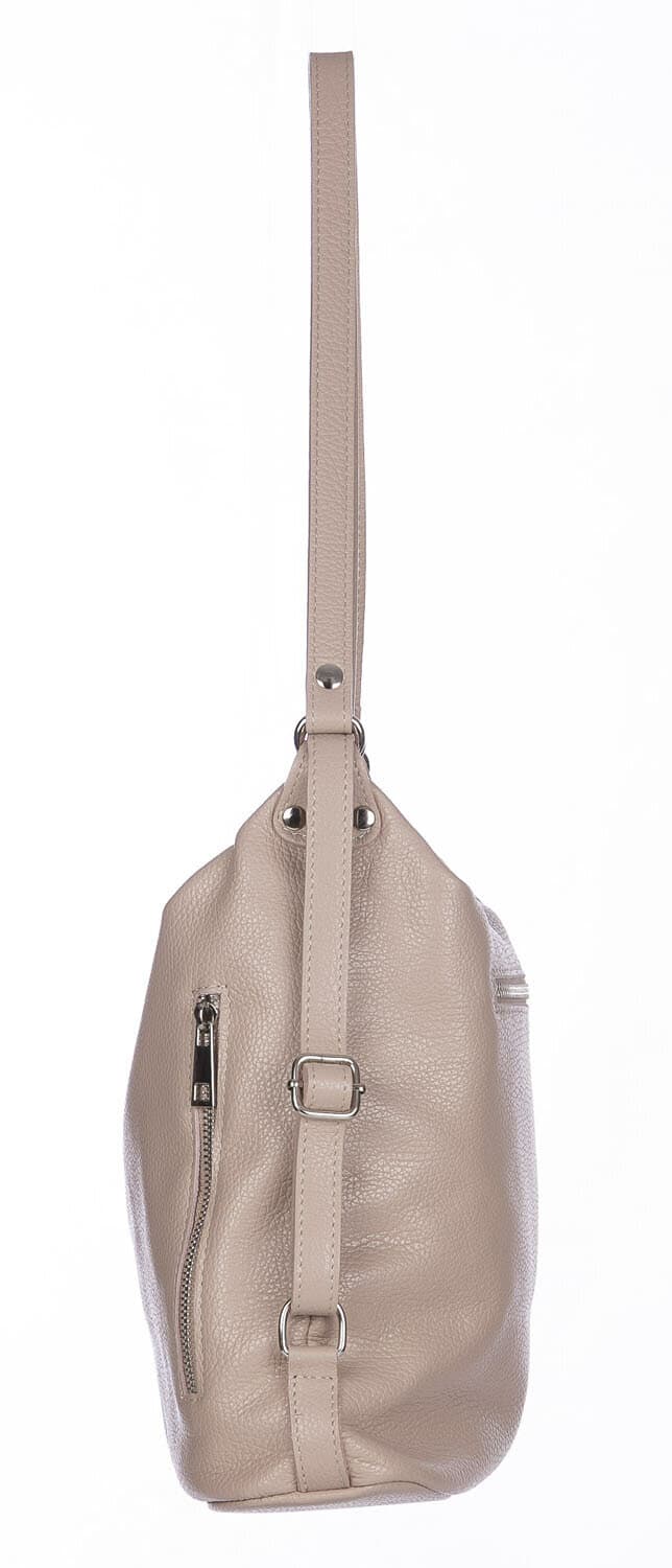 Borsa zaino donna MONTE CATRIA in vera pelle morbida martellata, colore ROSA, CHIARO SCURO, Made in Italy