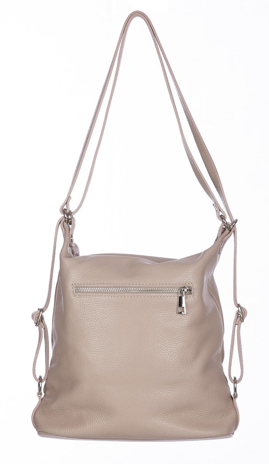 Borsa zaino donna MONTE CATRIA in vera pelle morbida martellata, colore ROSA, CHIARO SCURO, Made in Italy