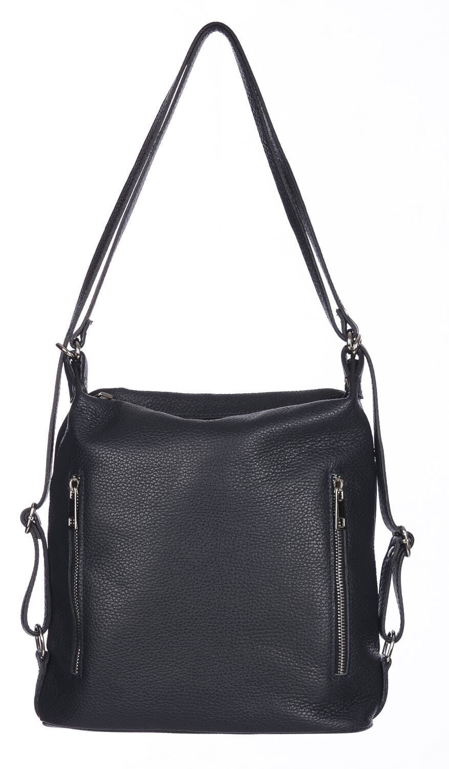 Borsa zaino donna MONTE CATRIA in vera pelle morbida martellata, colore BLU SCURO, CHIARO SCURO, Made in Italy