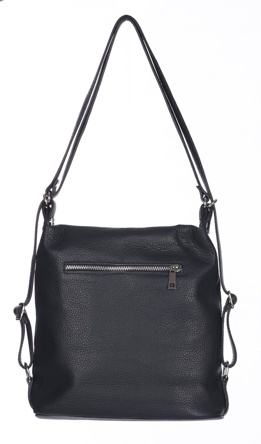 Borsa zaino donna MONTE CATRIA in vera pelle morbida martellata, colore BLU SCURO, CHIARO SCURO, Made in Italy