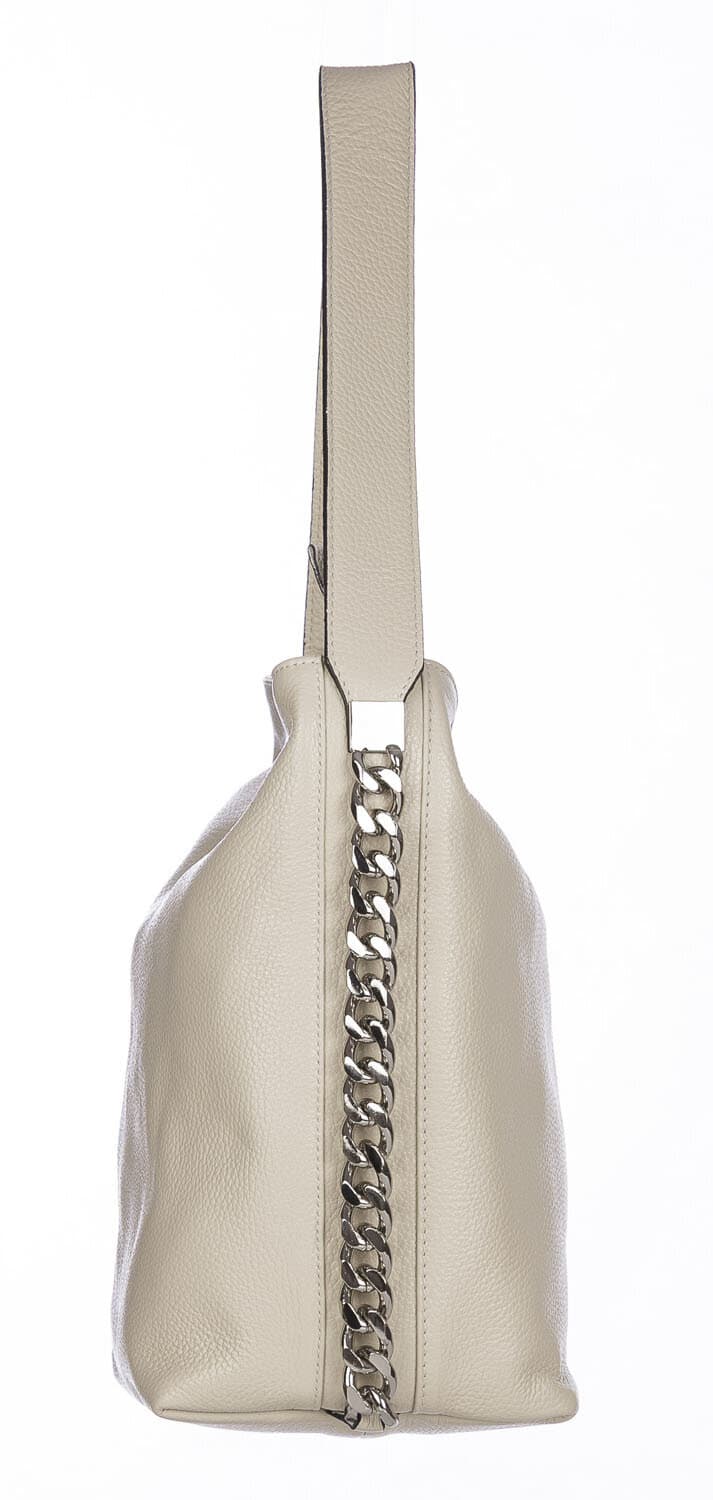 Borsa a spalla donna CLELIA in vera pelle morbida martellata, colore ROSA, CHIAROSCURO, Made in Italy