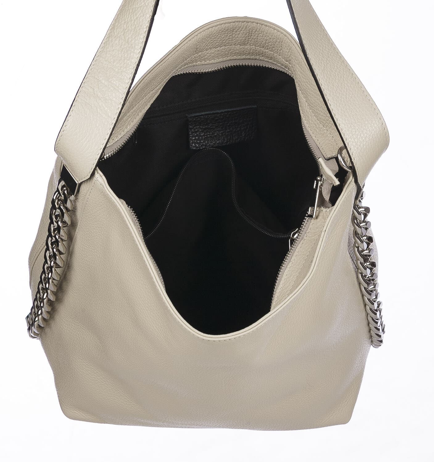 Borsa a spalla donna CLELIA in vera pelle morbida martellata, colore ROSA, CHIAROSCURO, Made in Italy