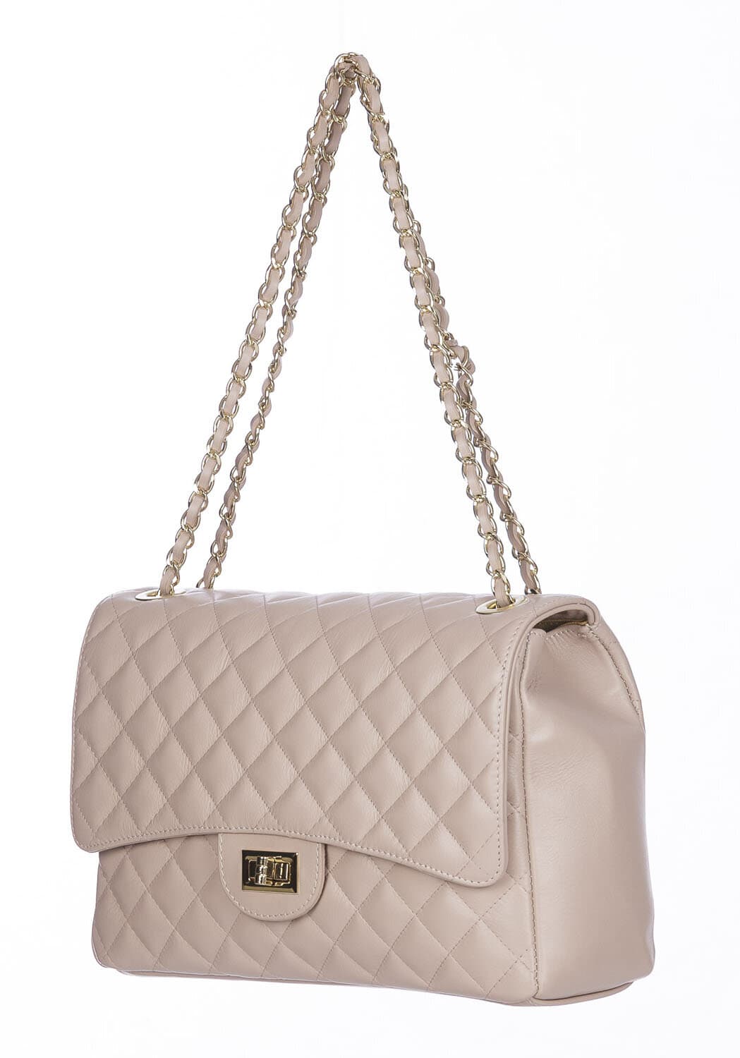 Borsa a spalla donna CHARLOTTE MAXI, in vera pelle morbida, colore ROSA, CHIAROSCURO, Made in Italy