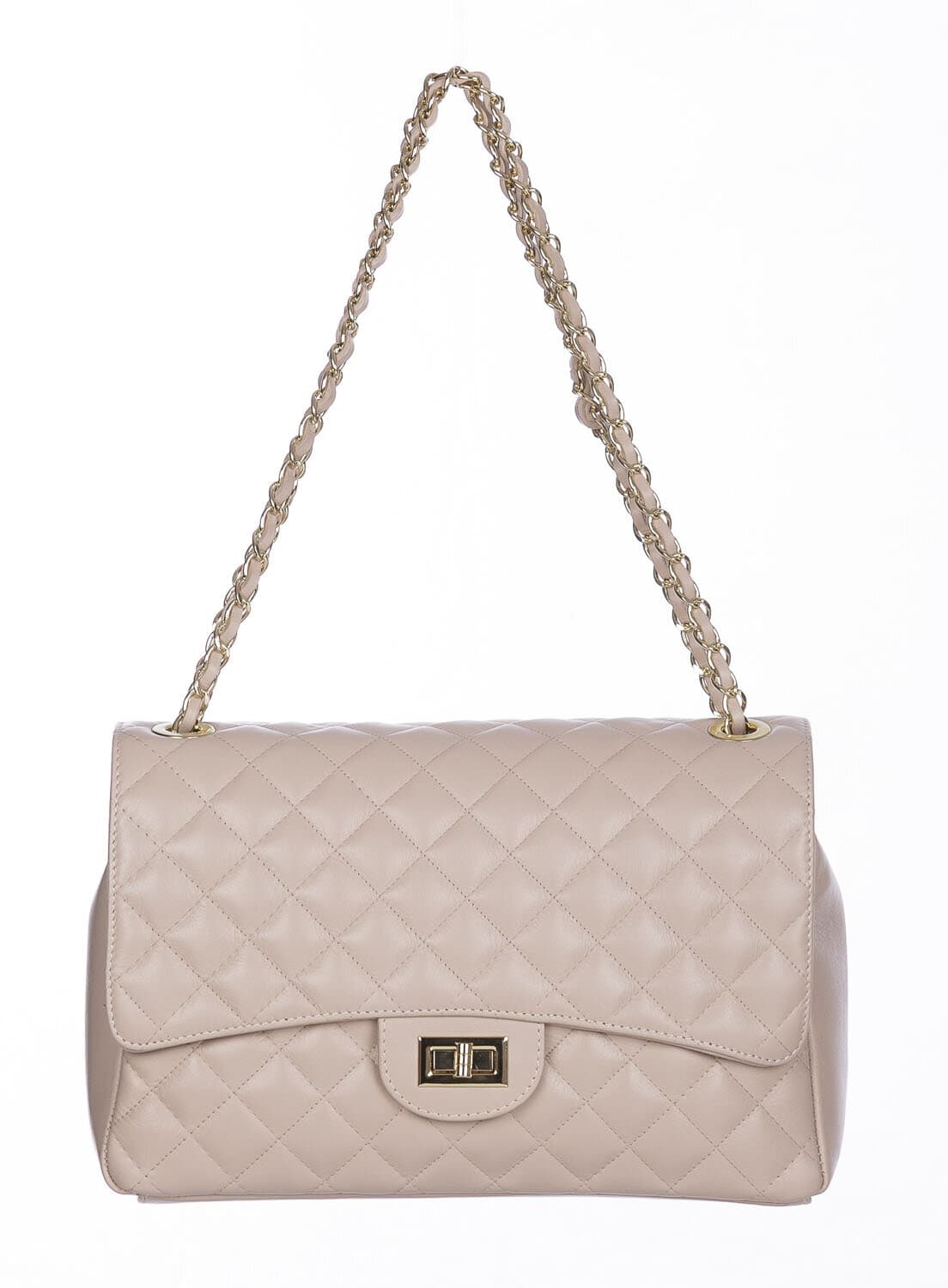 Borsa a spalla donna CHARLOTTE MAXI, in vera pelle morbida, colore ROSA, CHIAROSCURO, Made in Italy