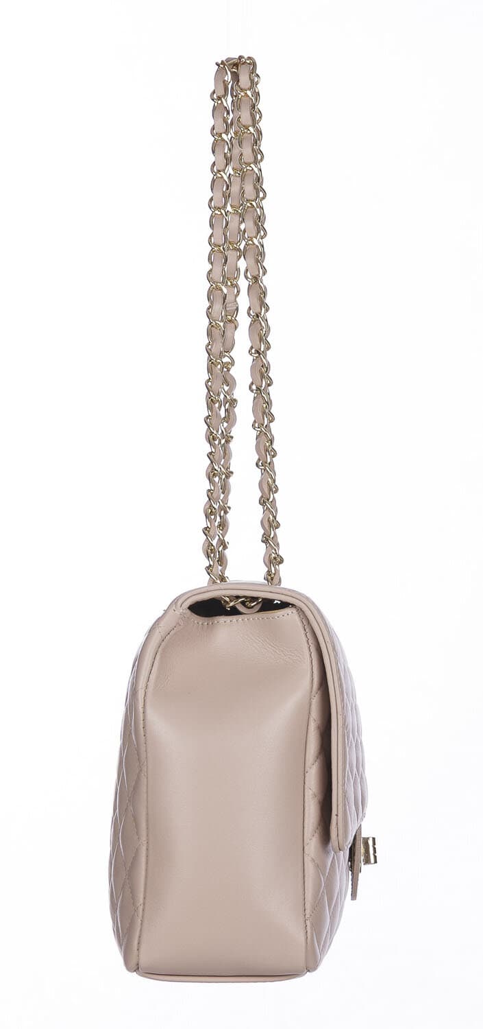 Borsa a spalla donna CHARLOTTE MAXI, in vera pelle morbida, colore ROSA, CHIAROSCURO, Made in Italy