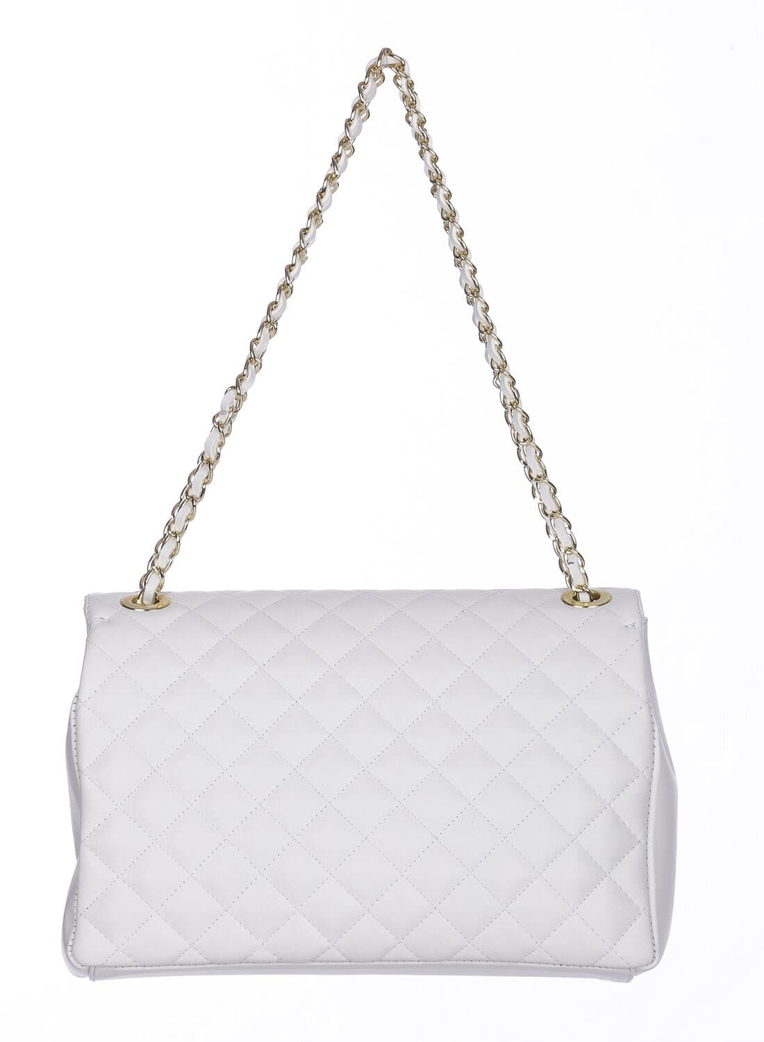 Borsa a spalla donna CHARLOTTE MAXI, in vera pelle morbida, colore BIANCO, CHIAROSCURO, Made in Italy