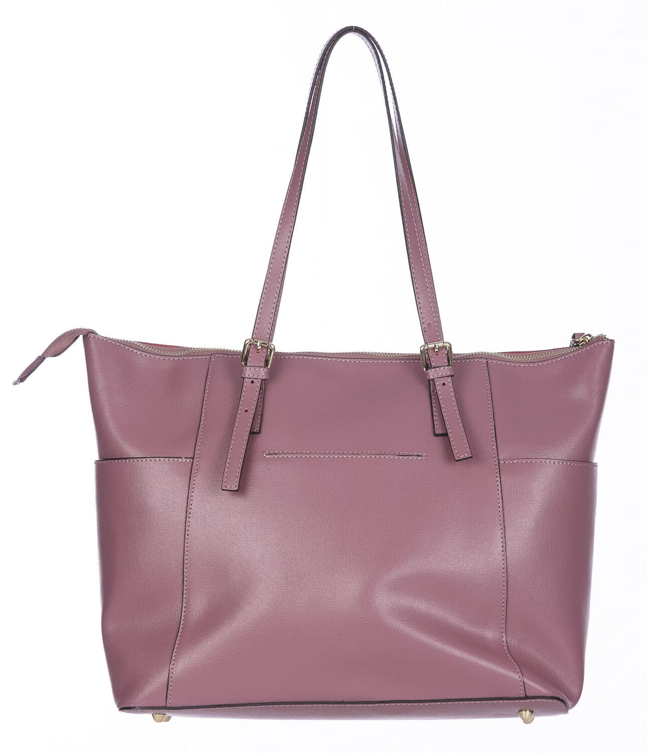 Borsa a spalla donna AMBRA in vera pelle rigida saffiano, colore ROSA ANTICO, SANTINI, Made in Italy
