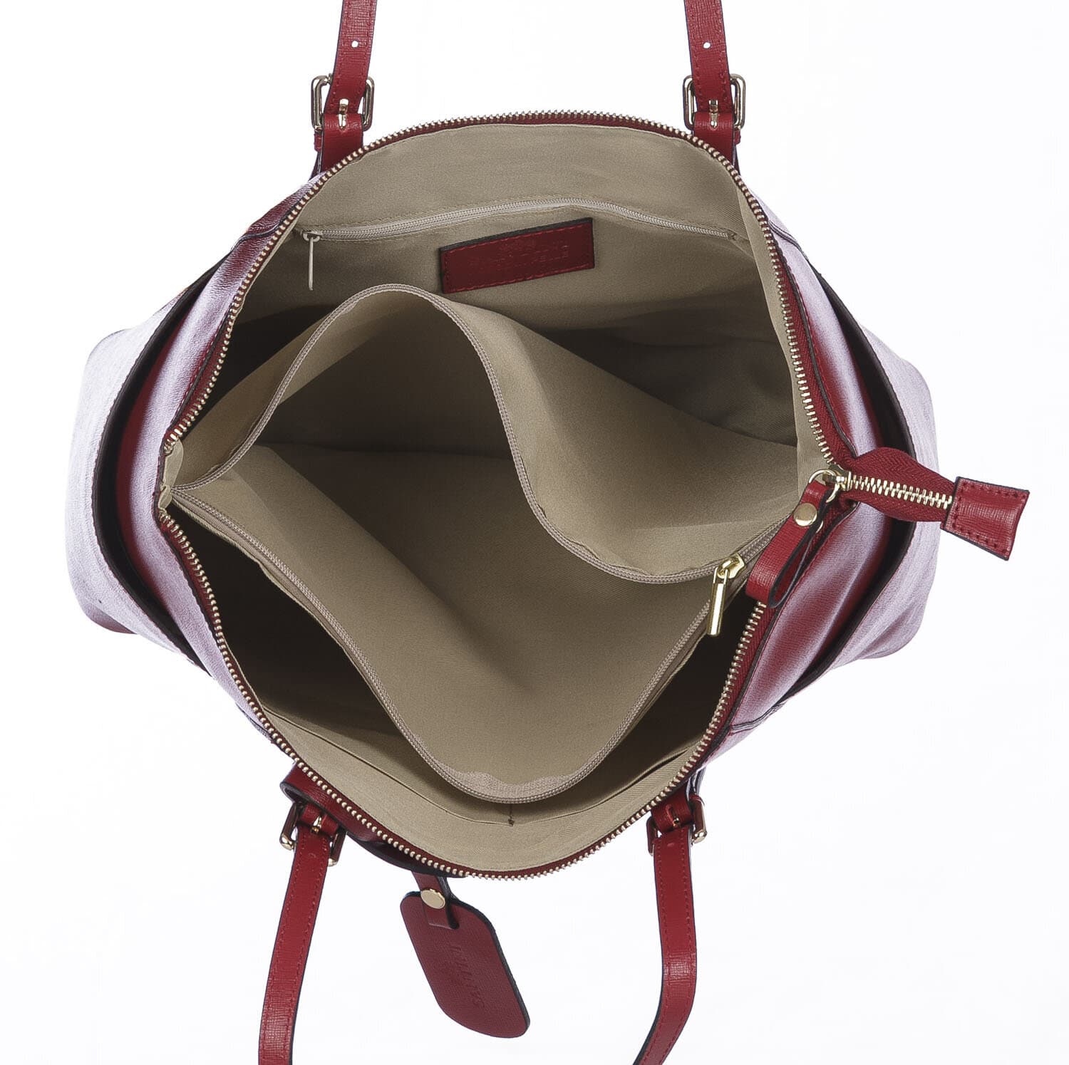 Borsa a spalla donna AMBRA in vera pelle rigida saffiano, colore ROSSO, SANTINI, Made in Italy