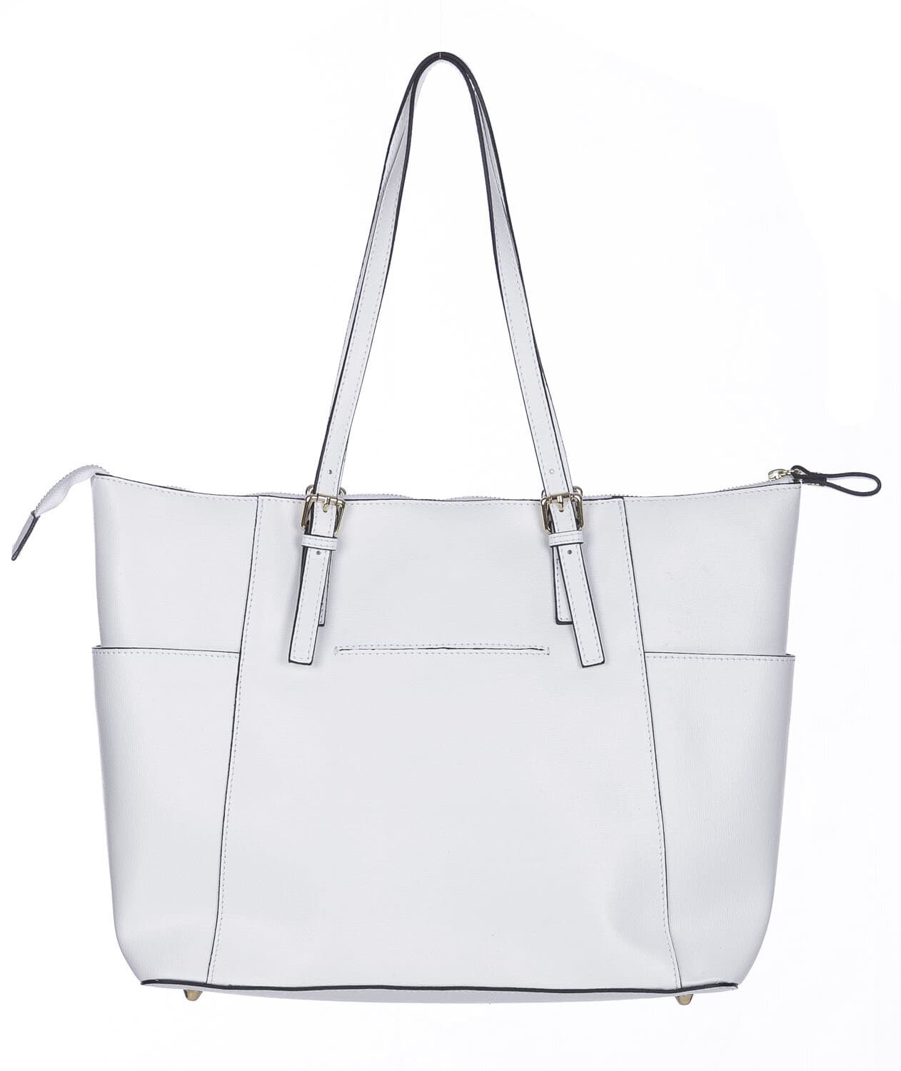 Borsa a spalla donna AMBRA in vera pelle rigida saffiano, colore BIANCO, SANTINI, Made in Italy