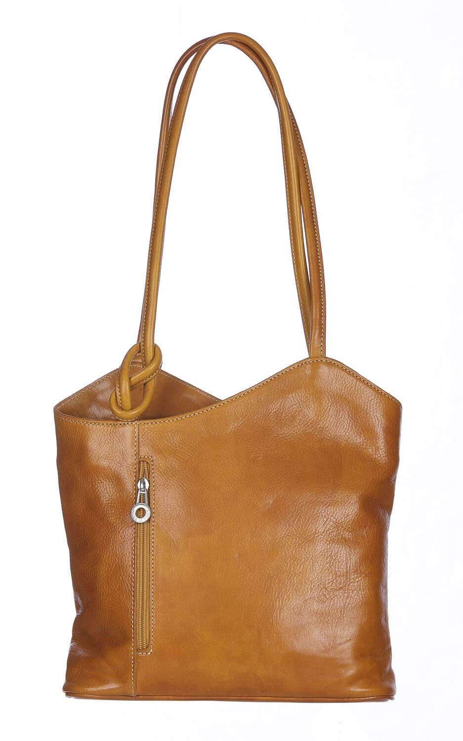 Borsa zaino donna MONTE ARGENTERA in vera pelle tamponata, colore GIALLO, CHIAROSCURO, Made in Italy