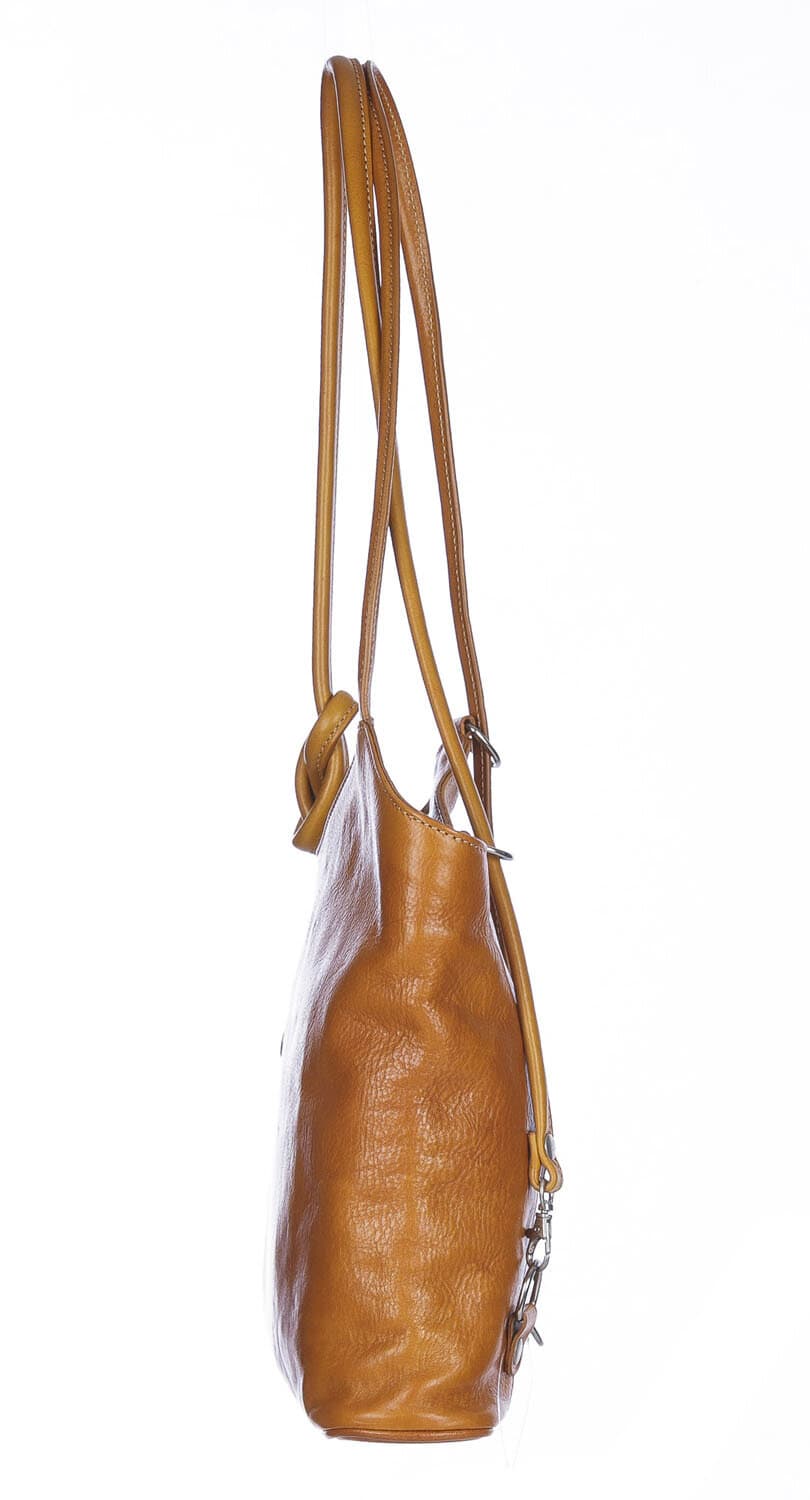 Borsa zaino donna MONTE ARGENTERA in vera pelle tamponata, colore GIALLO, CHIAROSCURO, Made in Italy