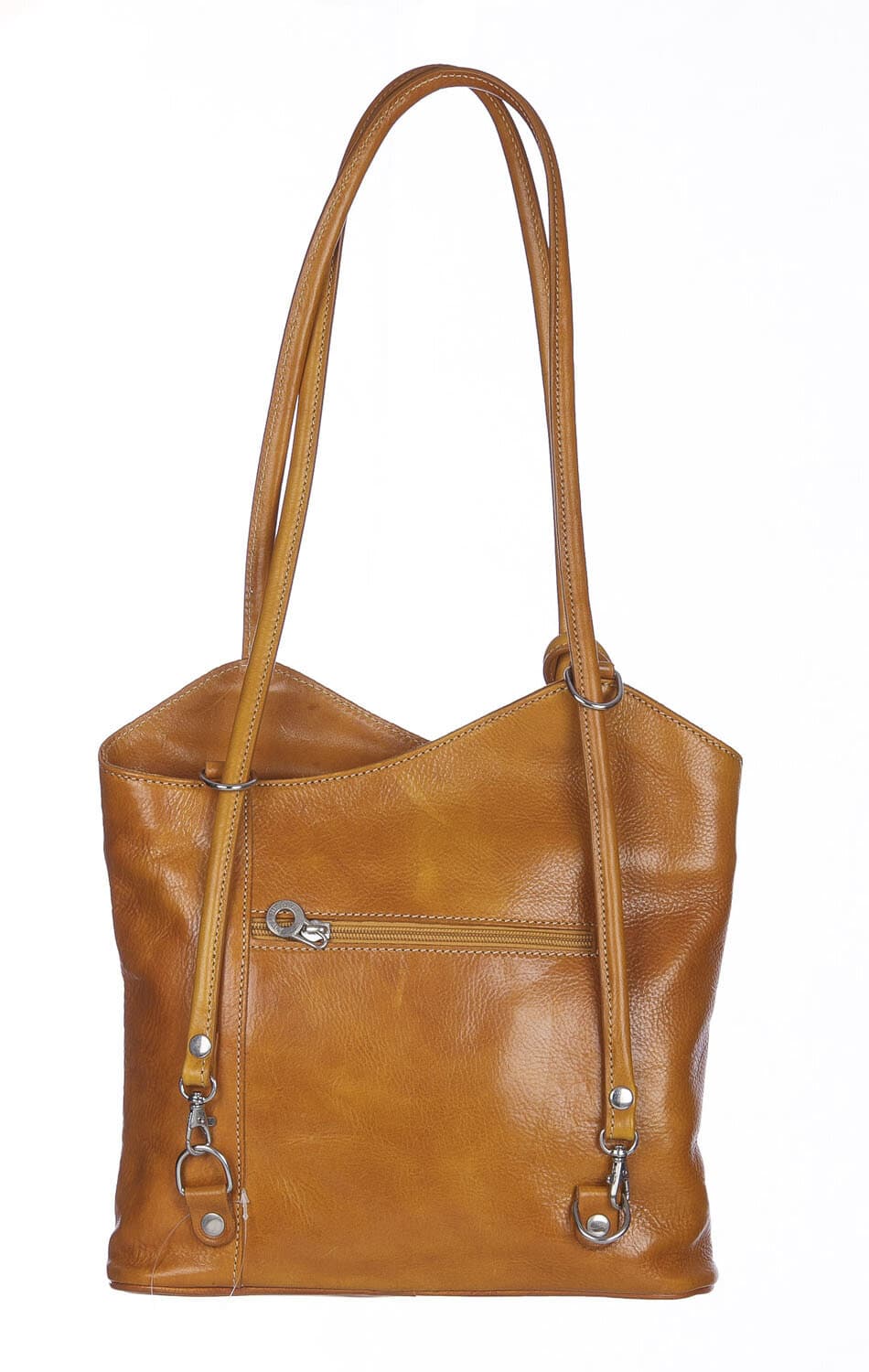 Borsa zaino donna MONTE ARGENTERA in vera pelle tamponata, colore GIALLO, CHIAROSCURO, Made in Italy