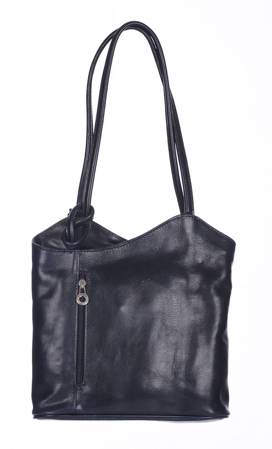 Borsa zaino donna MONTE ARGENTERA in vera pelle tamponata, colore BLU SCURO, CHIAROSCURO, Made in Italy