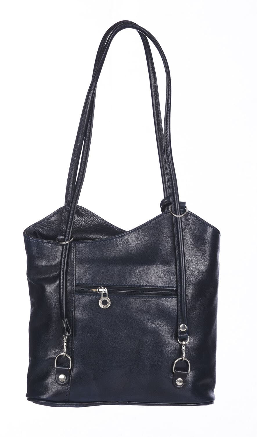 Borsa zaino donna MONTE ARGENTERA in vera pelle tamponata, colore BLU SCURO, CHIAROSCURO, Made in Italy