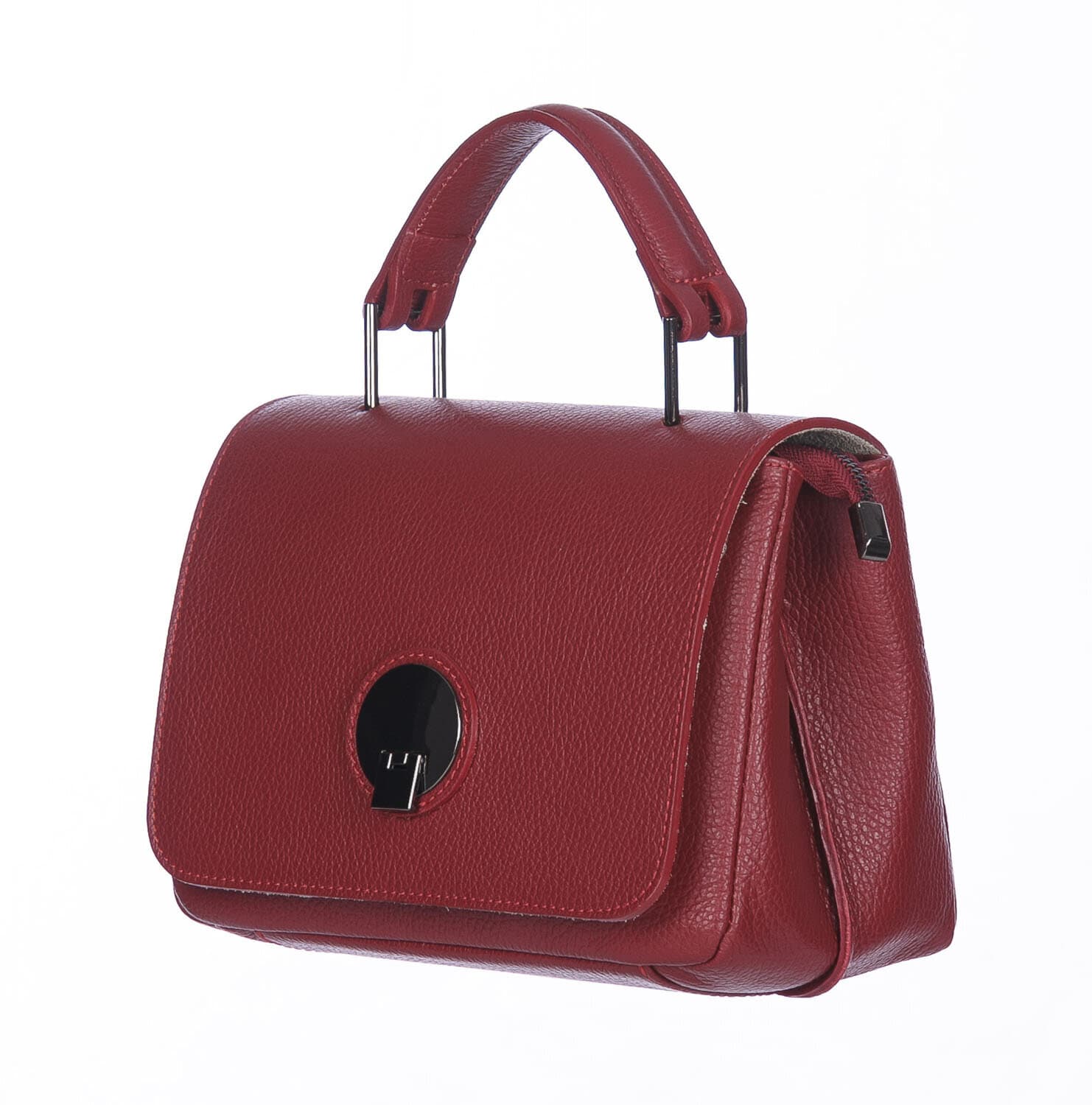 Borsa a mano donna EVELIN, in vera pelle di cervo, colore ROSSO, CHIAROSCURO, Made in Italy