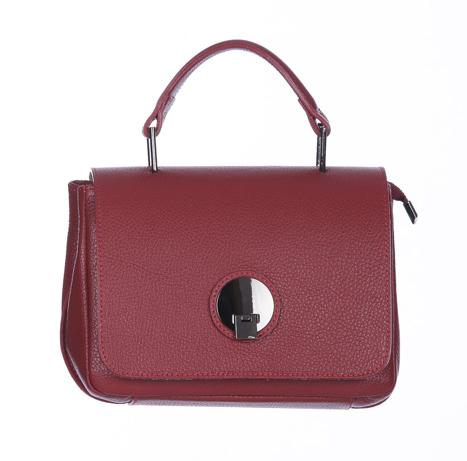 Borsa a mano donna EVELIN, in vera pelle di cervo, colore ROSSO, CHIAROSCURO, Made in Italy