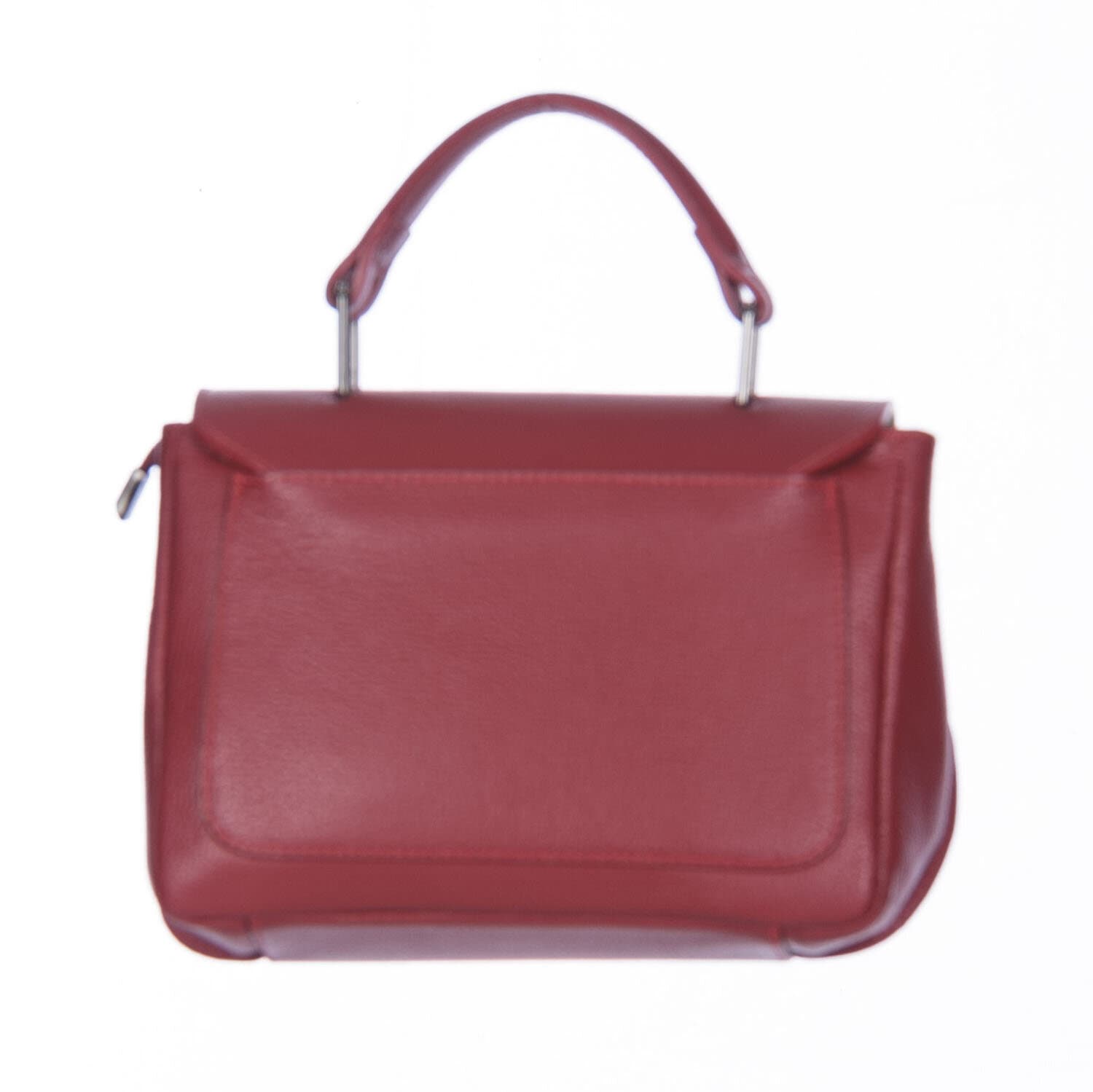 Borsa a mano donna EVELIN, in vera pelle di cervo, colore ROSSO, CHIAROSCURO, Made in Italy
