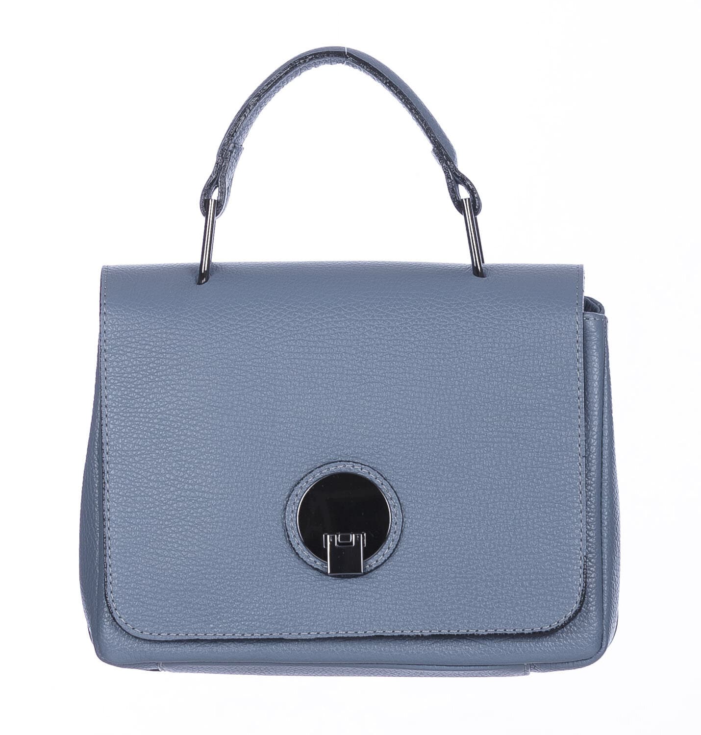 Borsa a mano donna EVELIN, in vera pelle di cervo, colore AZZURRO, CHIAROSCURO, Made in Italy