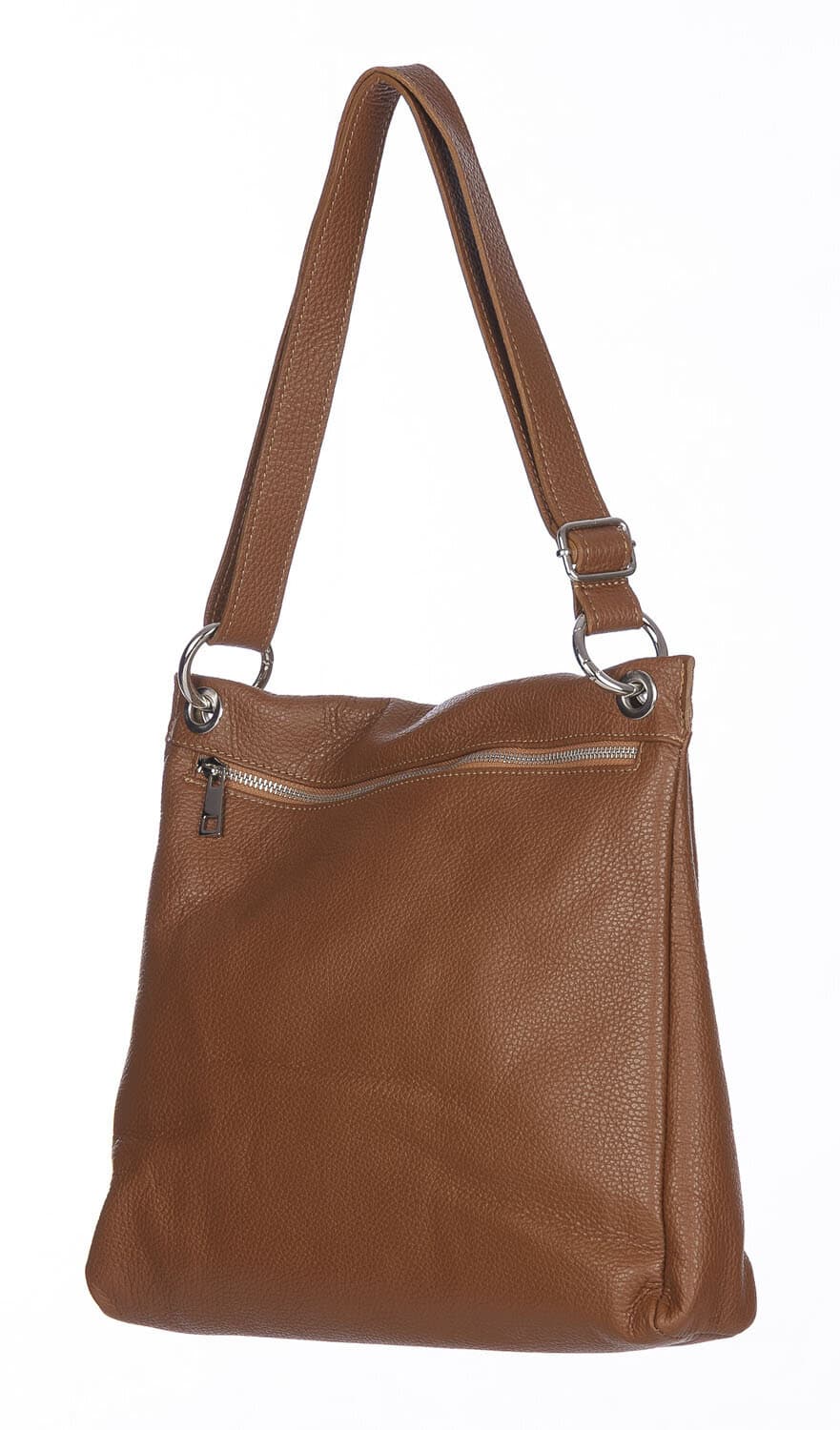 Borsa a spalla EMMA, in vera pelle morbida martellata, colore MIELE, CHIAROSCURO, Made in Italy