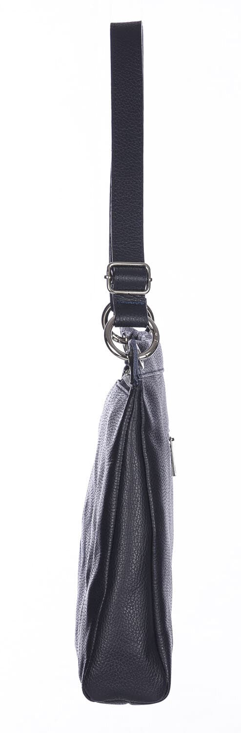 Borsa a spalla EMMA, in vera pelle morbida martellata, colore BLU SCURO, CHIAROSCURO, Made in Italy