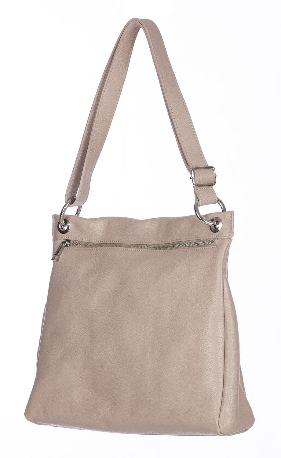 Borsa a spalla EMMA, in vera pelle morbida martellata, colore ROSA, CHIAROSCURO, Made in Italy