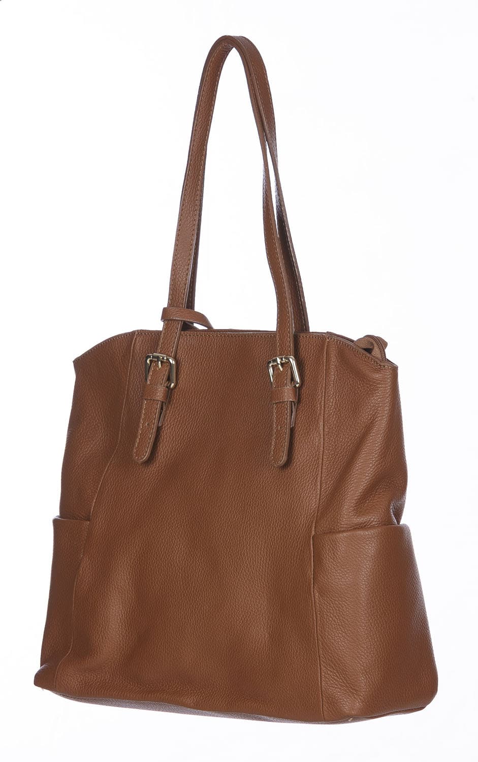 Borsa a spalla donna CLERY, in vera pelle morbida martellata, colore MIELE, CHIARO SCURO, Made in Italy