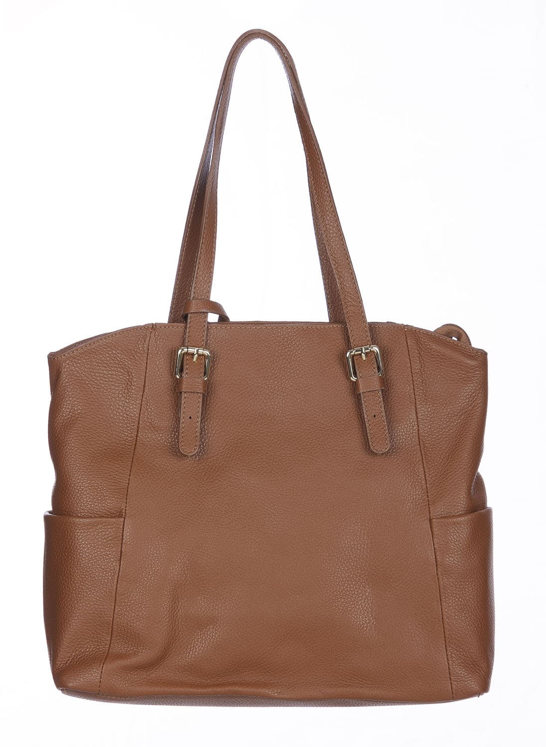 Borsa a spalla donna CLERY, in vera pelle morbida martellata, colore MIELE, CHIARO SCURO, Made in Italy