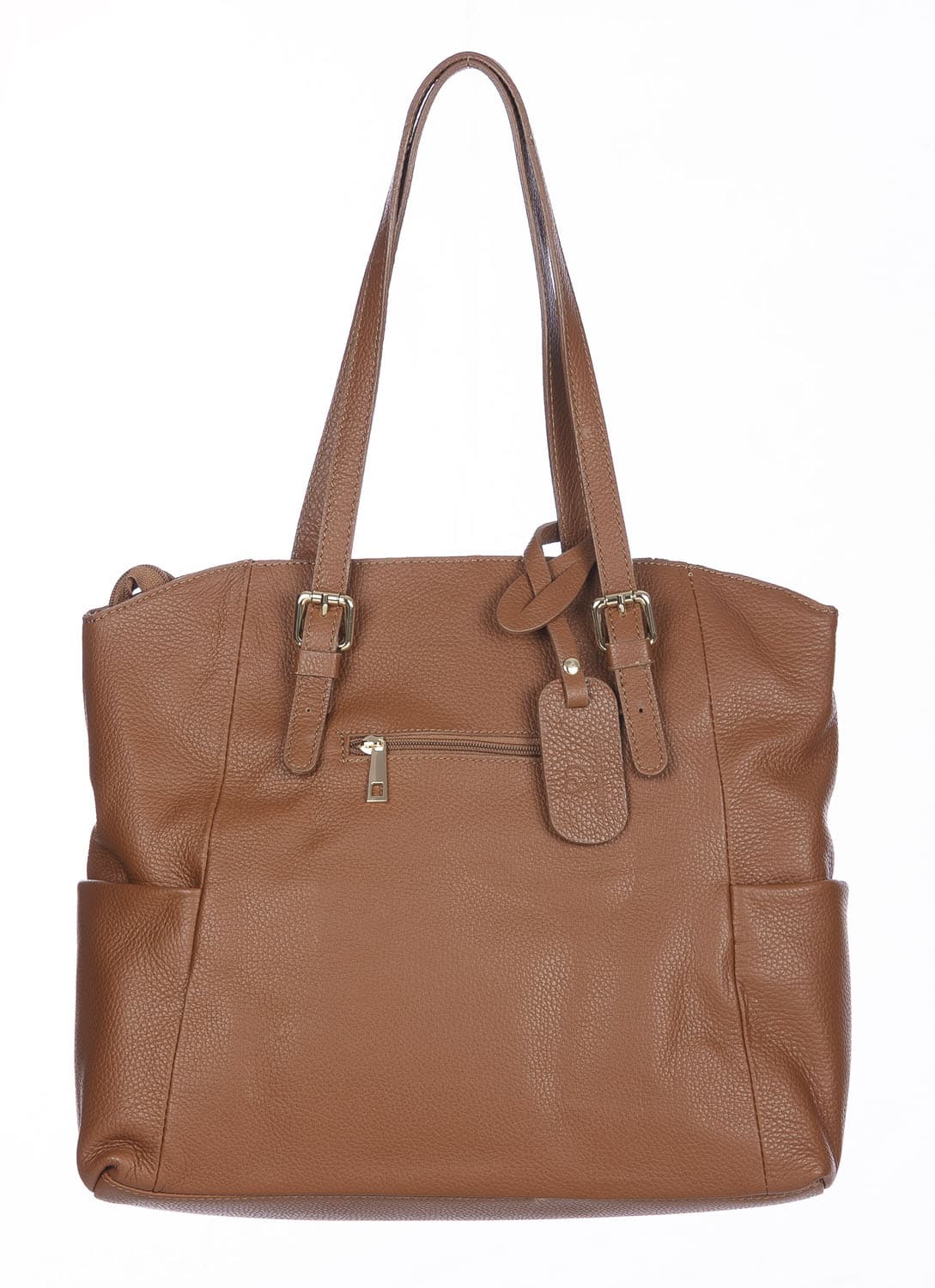 Borsa a spalla donna CLERY, in vera pelle morbida martellata, colore MIELE, CHIARO SCURO, Made in Italy