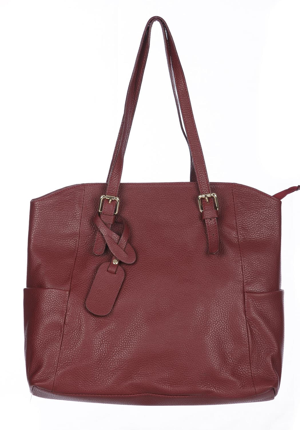 Borsa a spalla donna CLERY, in vera pelle morbida martellata, colore ROSSO, CHIARO SCURO, Made in Italy