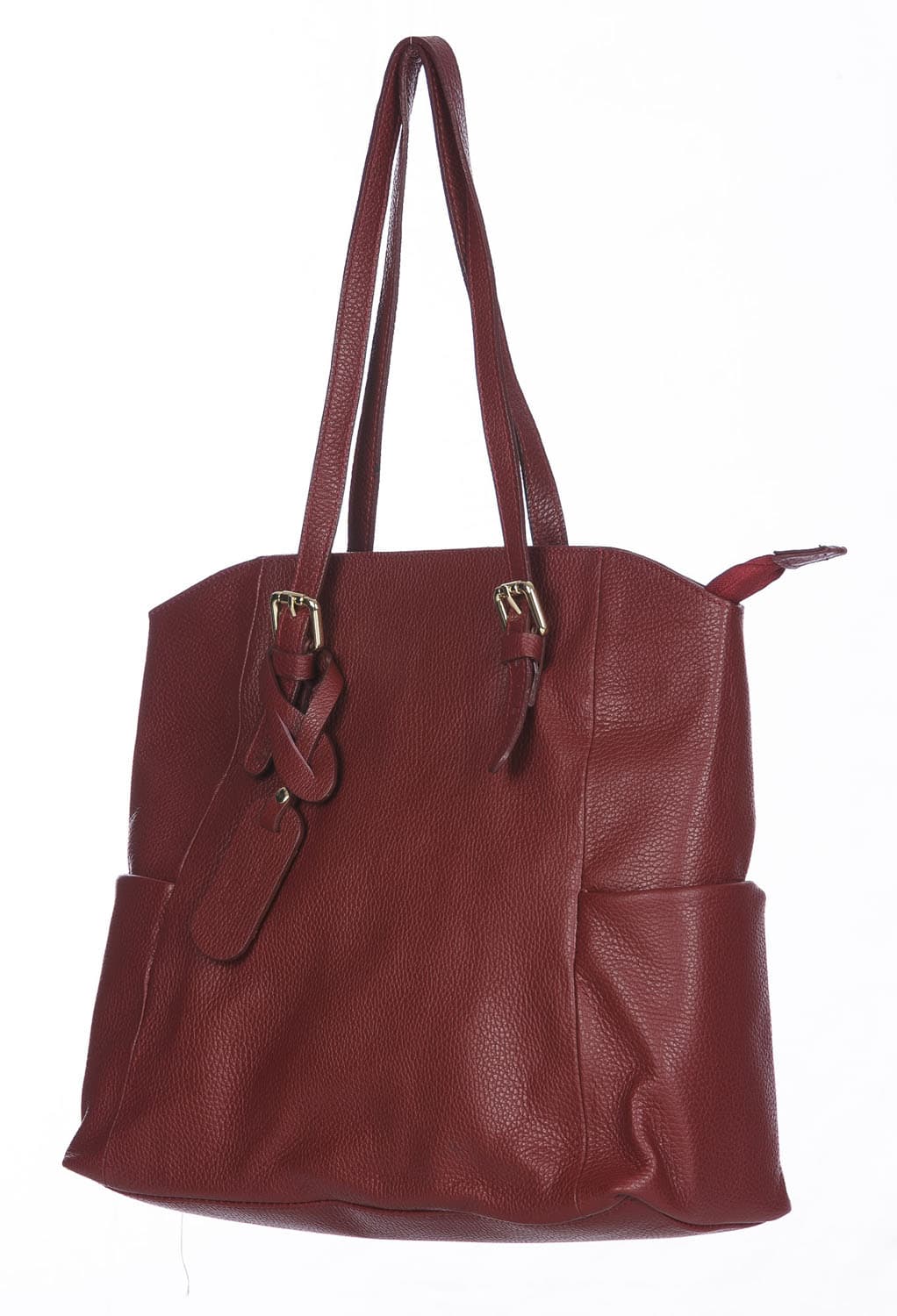 Borsa a spalla donna CLERY, in vera pelle morbida martellata, colore ROSSO, CHIARO SCURO, Made in Italy