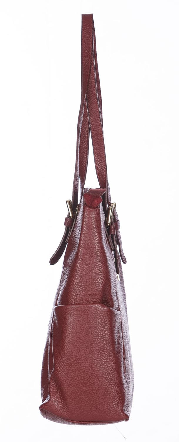 Borsa a spalla donna CLERY, in vera pelle morbida martellata, colore ROSSO, CHIARO SCURO, Made in Italy