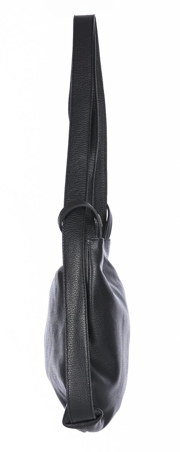 Borsa zaino donna OLIVIA, in vera pelle morbida martellata, colore NERO, CHIAROSCURO, Made in Italy