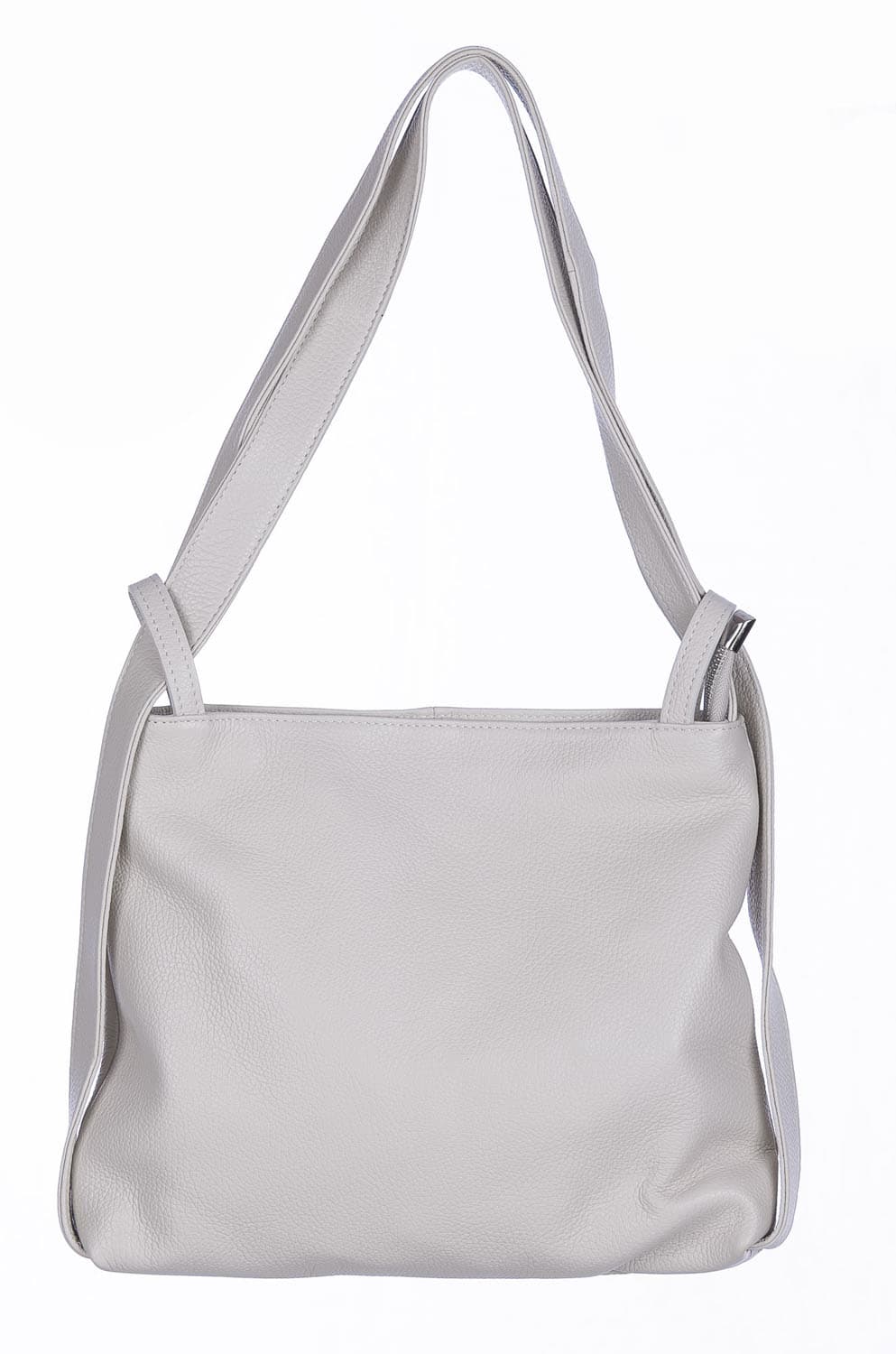 Borsa zaino donna OLIVIA, in vera pelle morbida martellata, colore BIANCO, CHIAROSCURO, Made in Italy