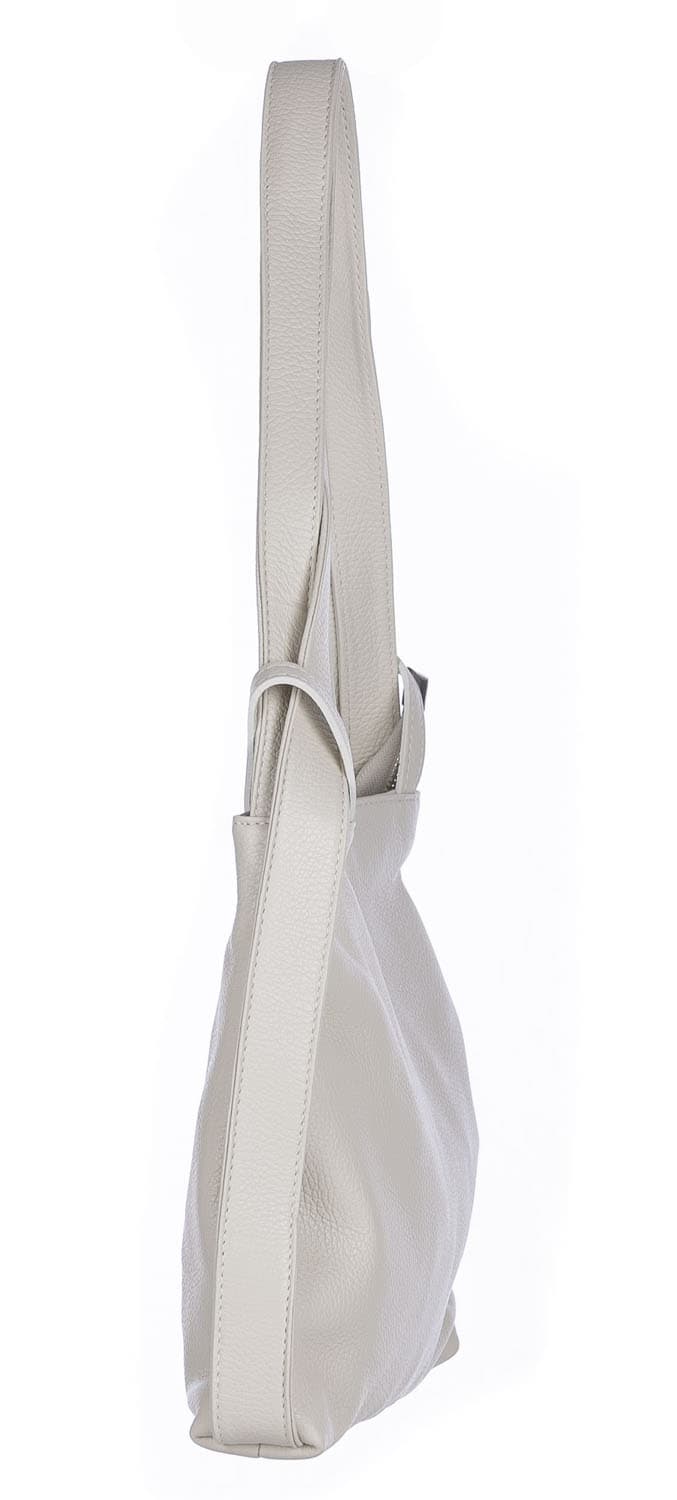 Borsa zaino donna OLIVIA, in vera pelle morbida martellata, colore BIANCO, CHIAROSCURO, Made in Italy