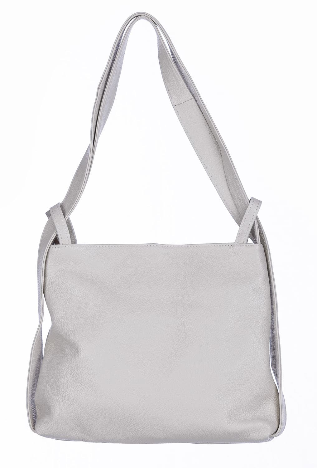 Borsa zaino donna OLIVIA, in vera pelle morbida martellata, colore BIANCO, CHIAROSCURO, Made in Italy