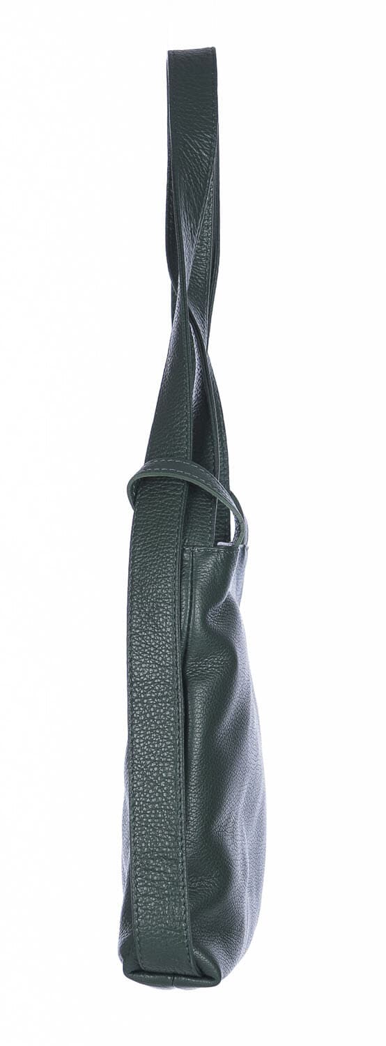 Borsa zaino donna OLIVIA, in vera pelle morbida martellata, colore BERDE SCURO, CHIAROSCURO, Made in Italy
