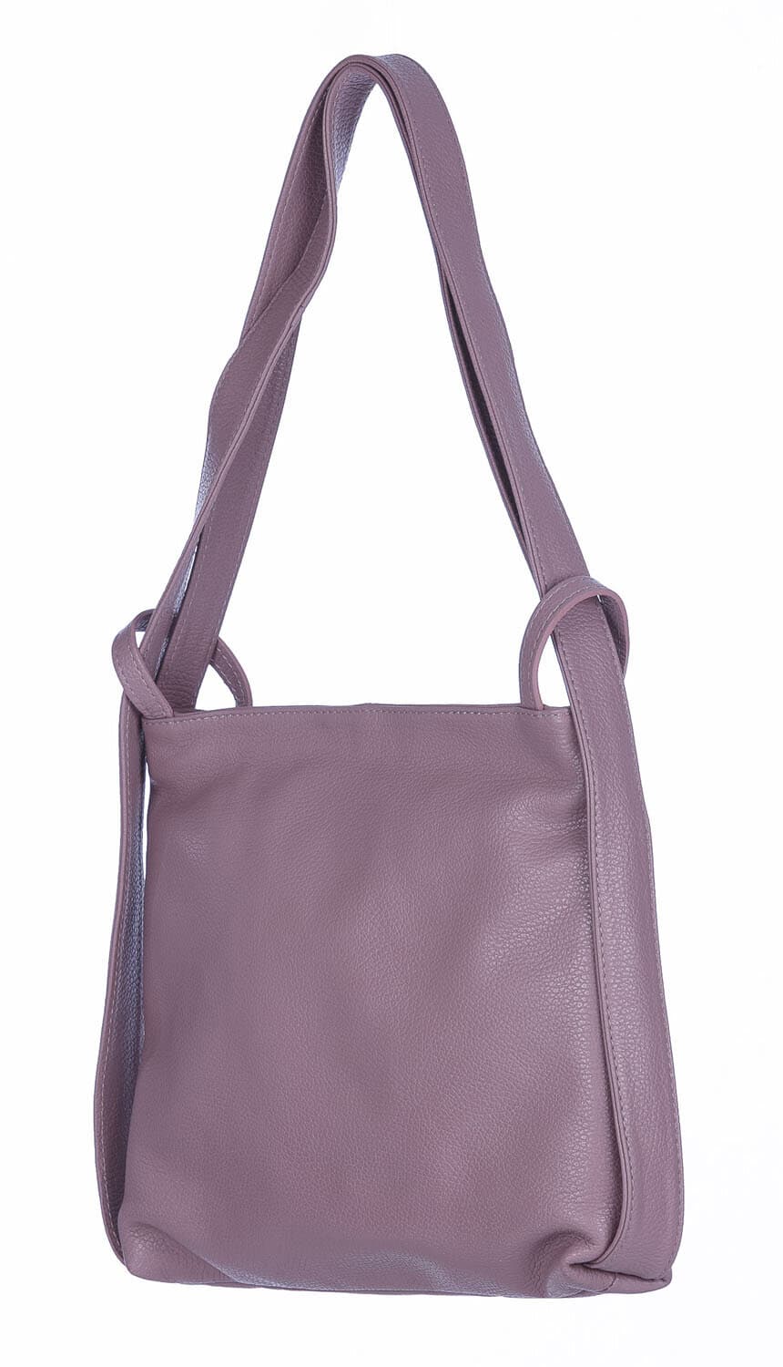 Borsa zaino donna OLIVIA, in vera pelle morbida martellata, colore ROSA, CHIAROSCURO, Made in Italy