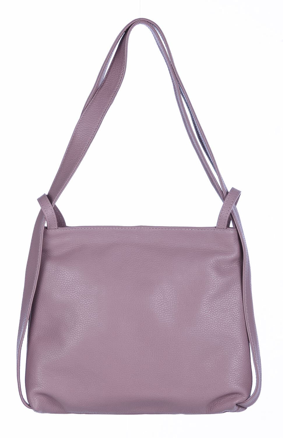 Borsa zaino donna OLIVIA, in vera pelle morbida martellata, colore ROSA, CHIAROSCURO, Made in Italy