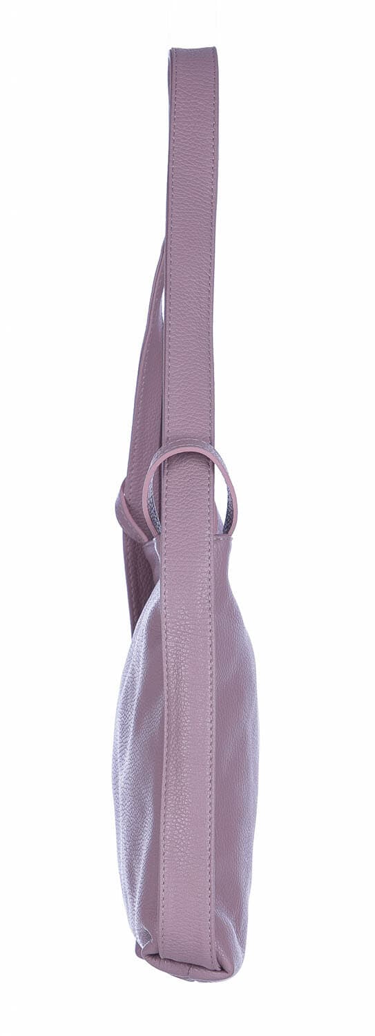 Borsa zaino donna OLIVIA, in vera pelle morbida martellata, colore ROSA, CHIAROSCURO, Made in Italy