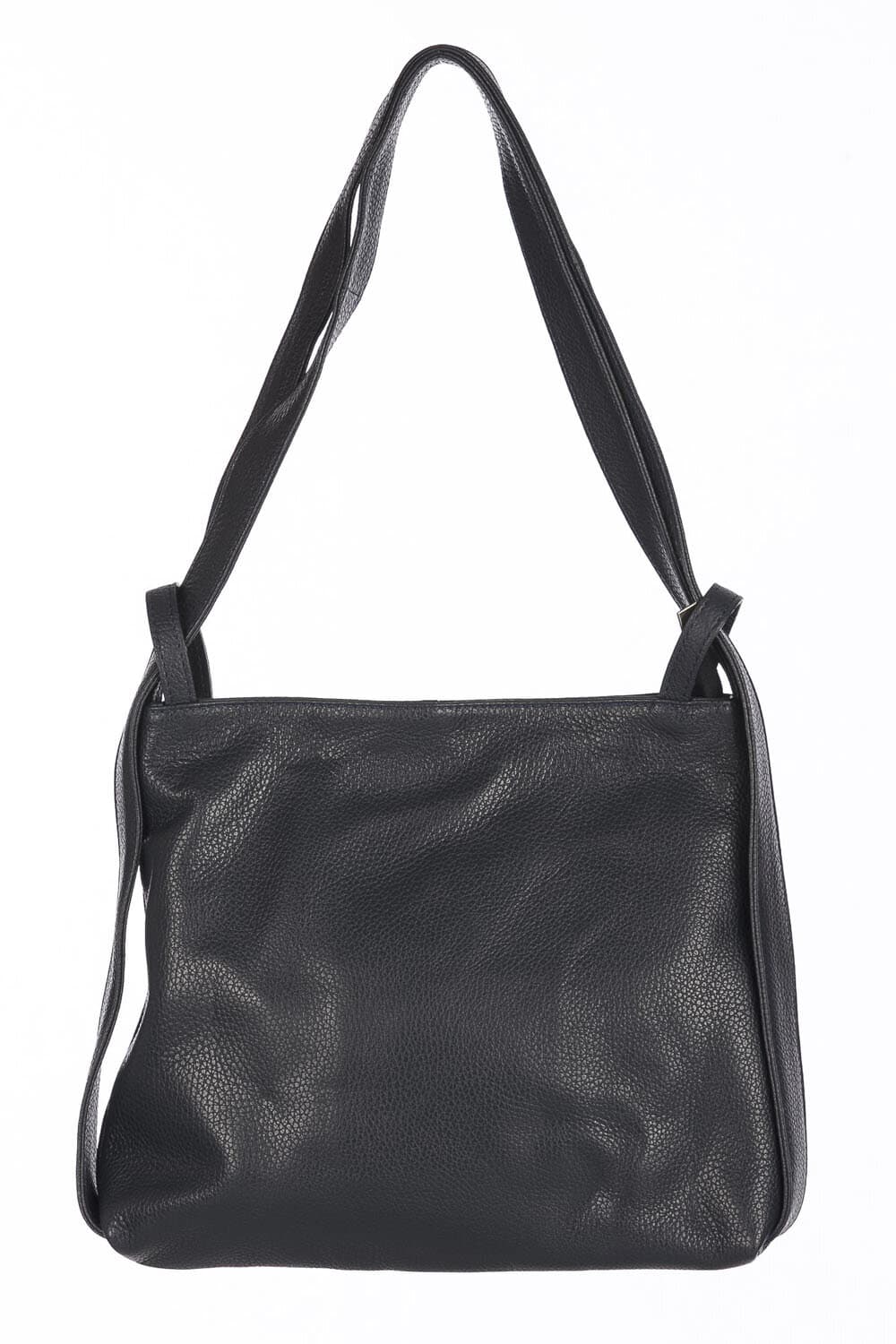 Borsa zaino donna OLIVIA, in vera pelle morbida martellata, colore BLU SCURO, CHIAROSCURO, Made in Italy