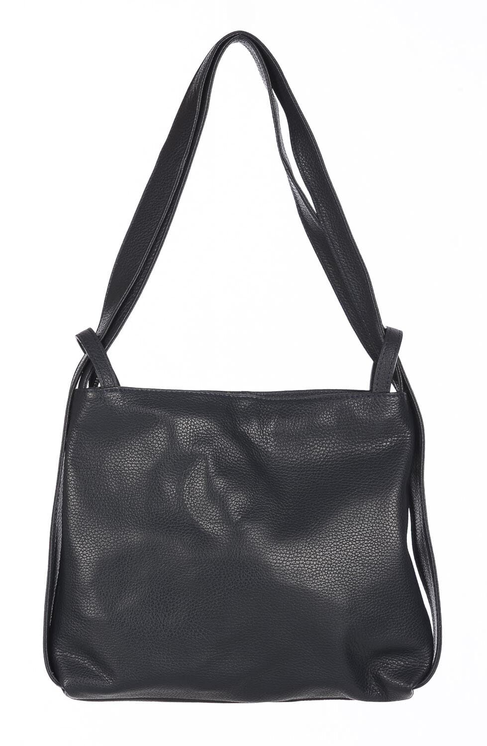 Borsa zaino donna OLIVIA, in vera pelle morbida martellata, colore BLU SCURO, CHIAROSCURO, Made in Italy