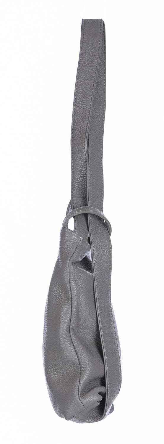 Borsa zaino donna OLIVIA, in vera pelle morbida martellata, colore GRIGIO, CHIAROSCURO, Made in Italy