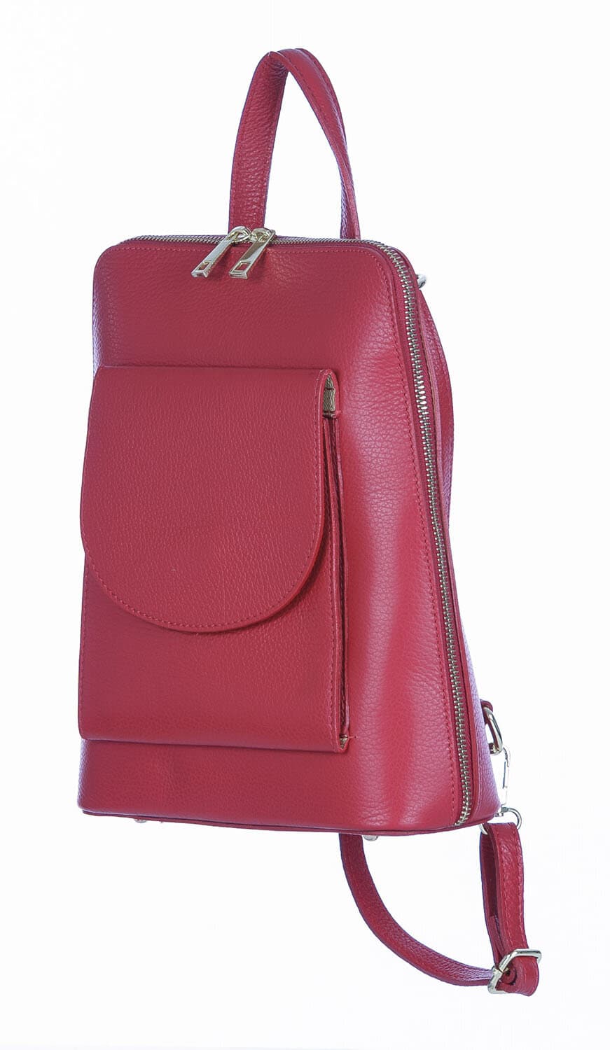 Borsa zaino donna MONTE ADAMELLO, in vera pelle morbida, colore ROSSO, CHIARO SCURO, Made in Italy