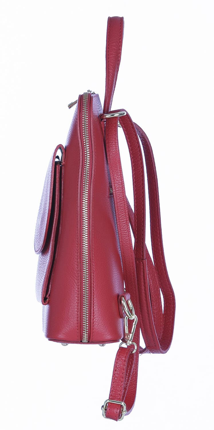 Borsa zaino donna MONTE ADAMELLO, in vera pelle morbida, colore ROSSO, CHIARO SCURO, Made in Italy