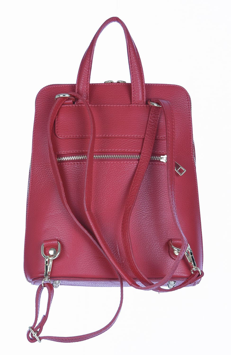 Borsa zaino donna MONTE ADAMELLO, in vera pelle morbida, colore ROSSO, CHIARO SCURO, Made in Italy