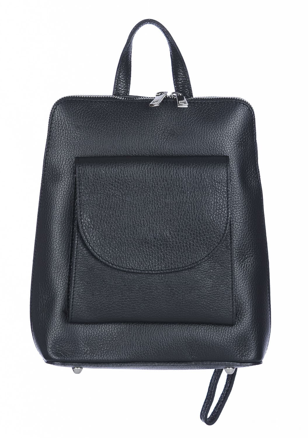 Borsa zaino donna MONTE ADAMELLO, in vera pelle morbida, colore NERO, CHIARO SCURO, Made in Italy