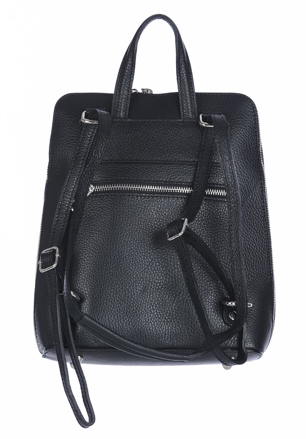 Borsa zaino donna MONTE ADAMELLO, in vera pelle morbida, colore NERO, CHIARO SCURO, Made in Italy