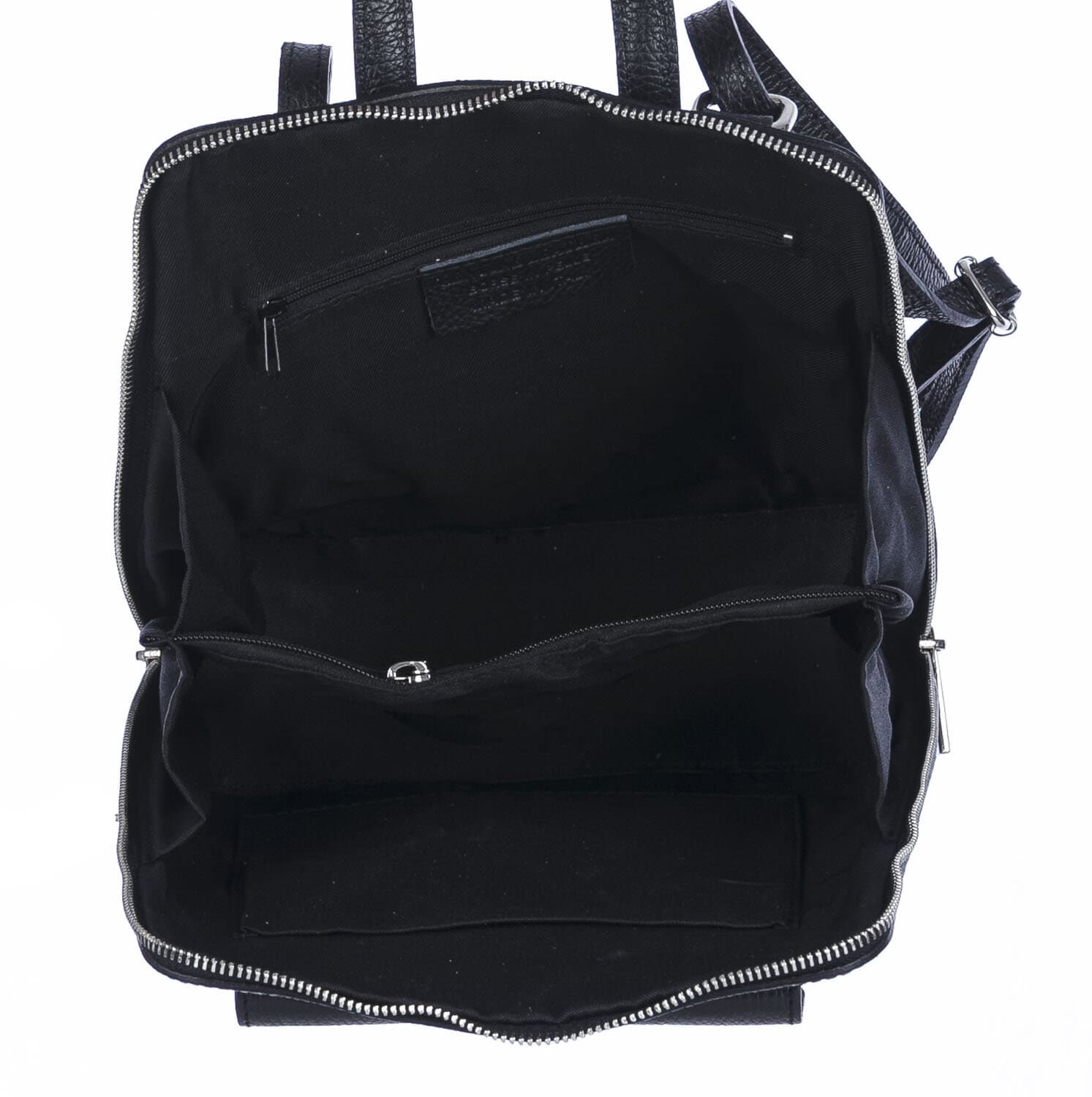 Borsa zaino donna MONTE ADAMELLO, in vera pelle morbida, colore NERO, CHIARO SCURO, Made in Italy