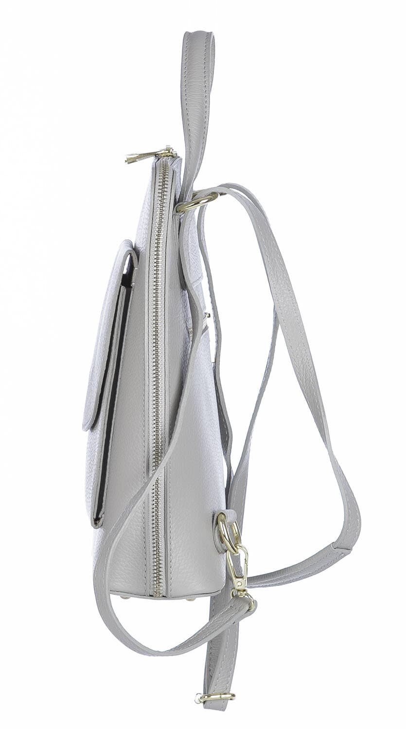 Borsa zaino donna MONTE ADAMELLO, in vera pelle morbida, colore BIANCO, CHIARO SCURO, Made in Italy