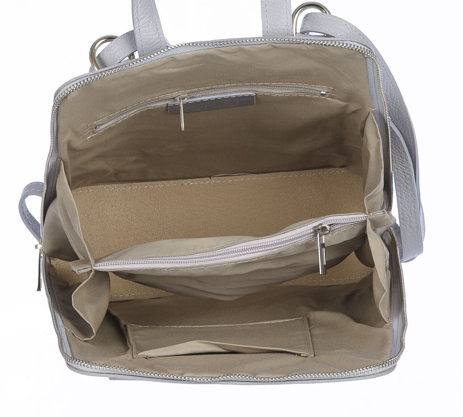 Borsa zaino donna MONTE ADAMELLO, in vera pelle morbida, colore BIANCO, CHIARO SCURO, Made in Italy